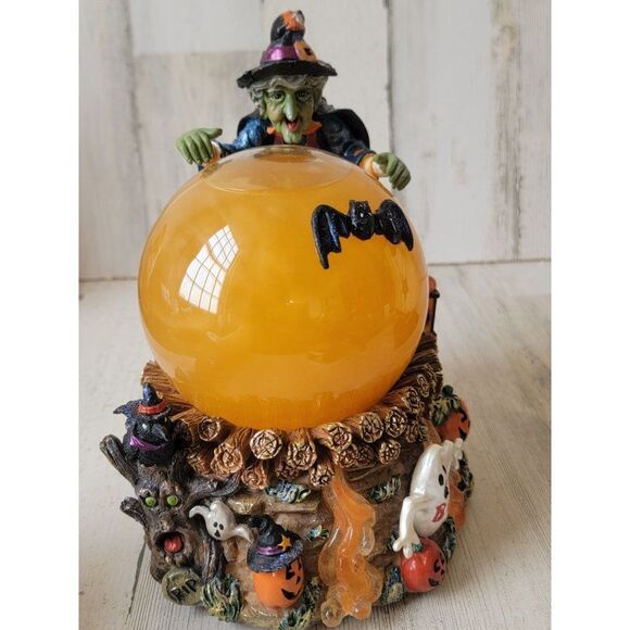 Halloween witch light up snow globe cauldron potion pumpkin ghost Crow - Picture 7 of 13
